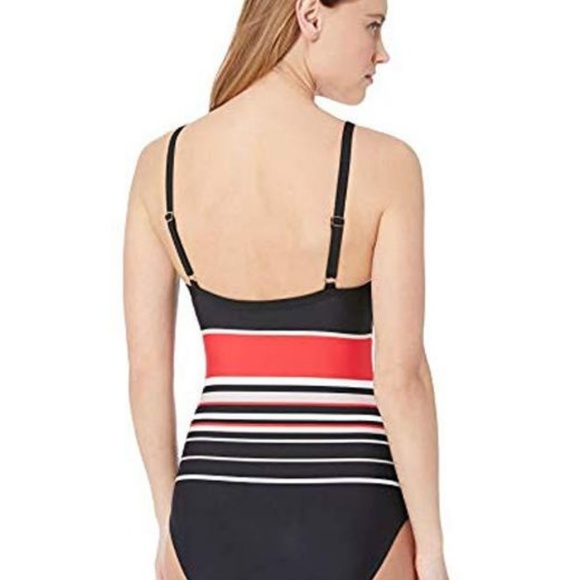 Calvin Klein Over The Shoulder Striped One Piece - Picture 2 of 3